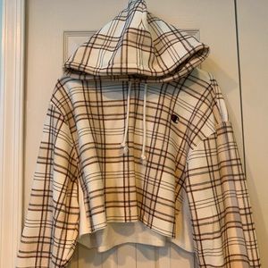 cropped plaid champion hoodie